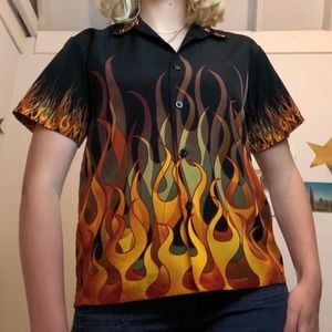 Flame short-sleeve button up